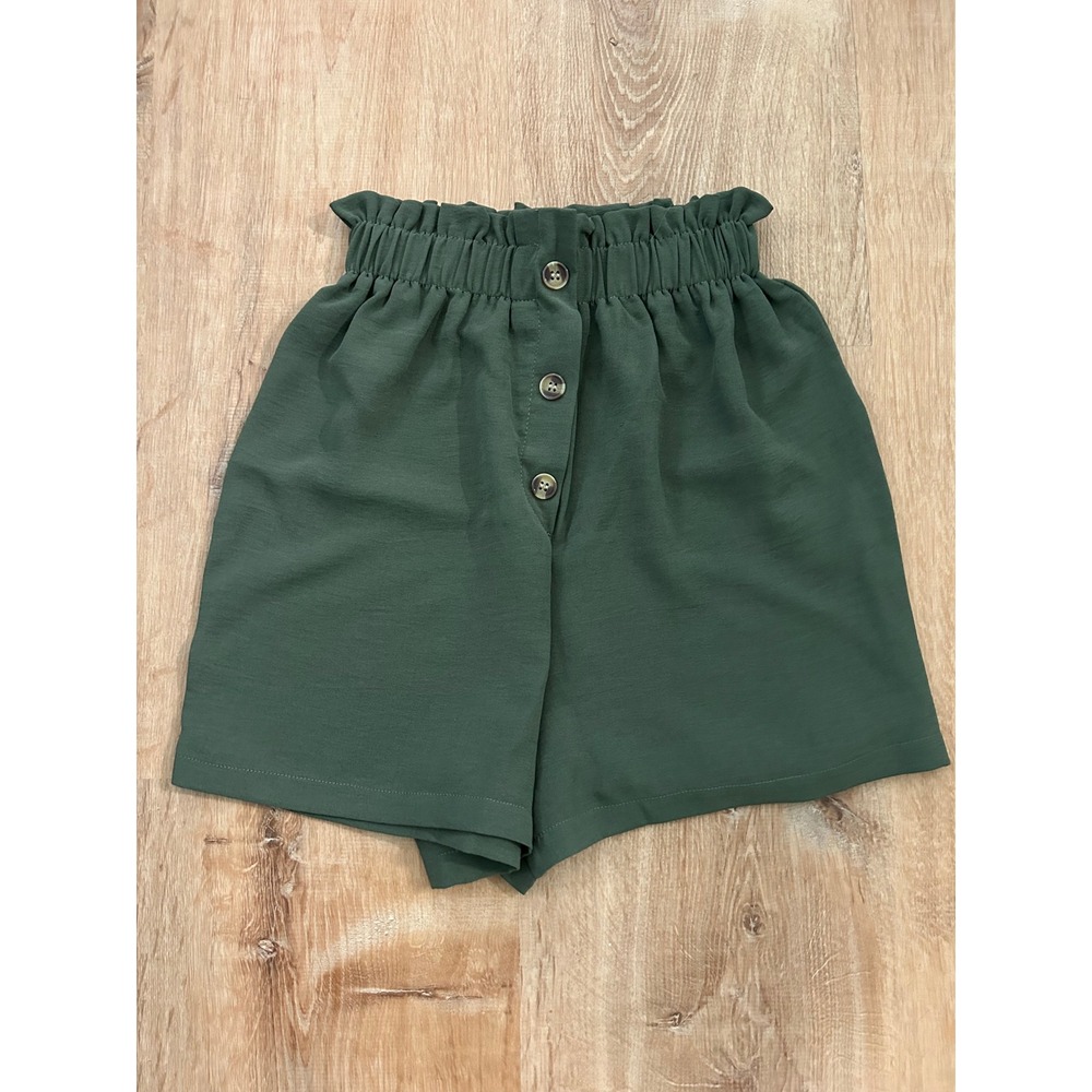 Moon & Stars Girls High Waisted Paper Bag Green Shorts S Small 7 8 NWOT